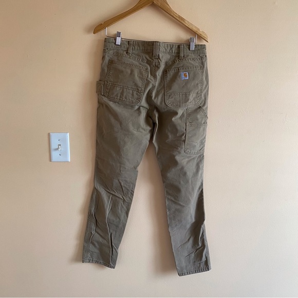 Carhartt Rugged Flex Mid Rise Slim Fit Waistband Canvas Work Pants Tan Size 10 - Picture 3 of 13